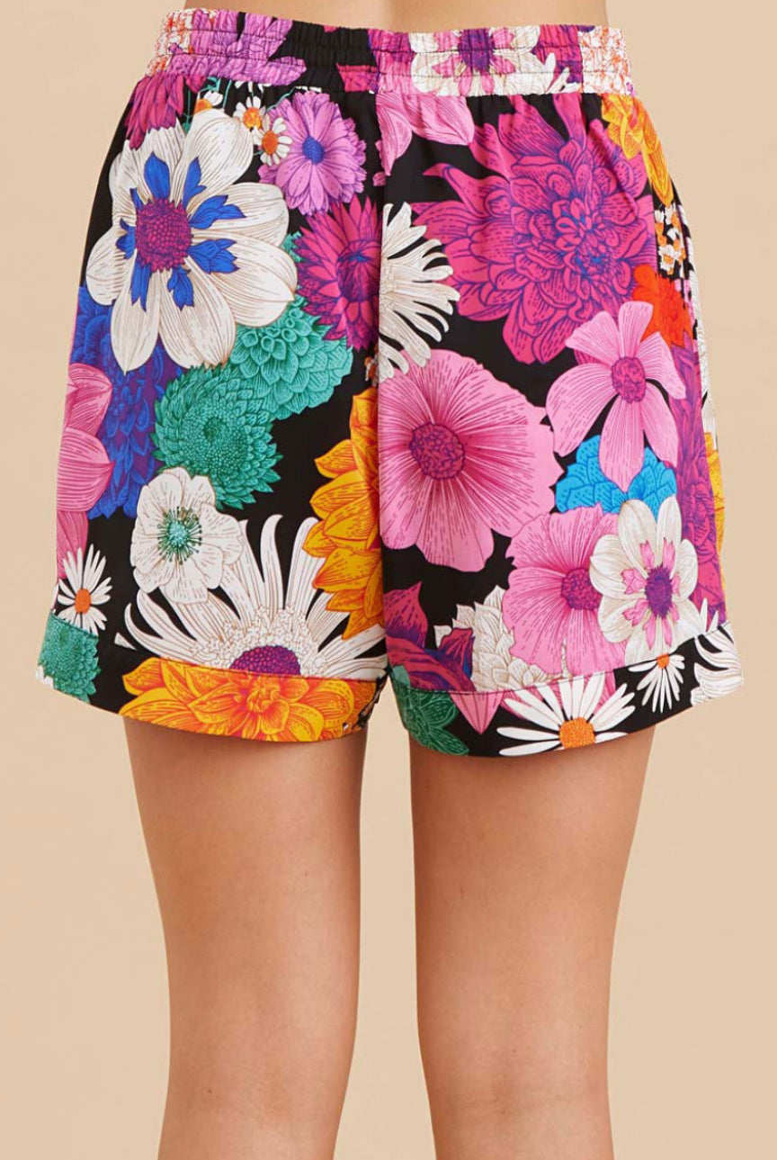 Jodifl Black Floral Shorts