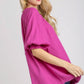 Linen VNeck Raspberry SS Top