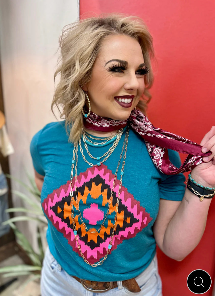 Cheyenne Aztec Teal Tee