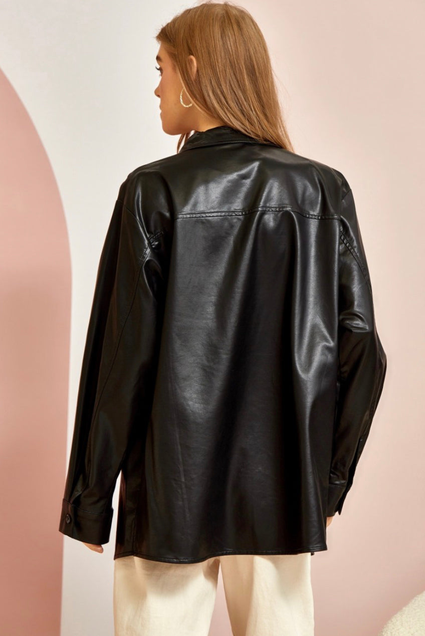 Faux Leather Boyfriend Jacket