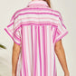 Magenta Stripe Button-Up Top