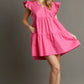 V-Neck Bubble Pink Dress