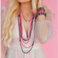 5 Strand Pink Tube Bead and Faux Navajo Pearl Stretch Bracelet