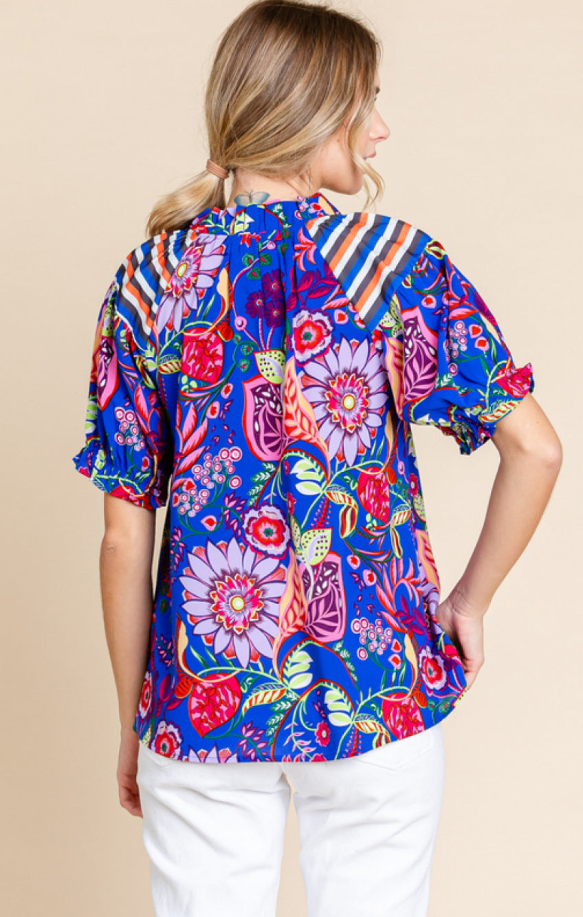 Fiesta Print Button-Up Top