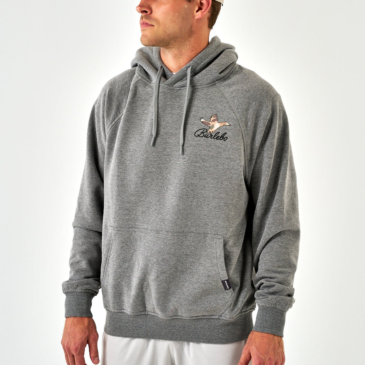 FLEECE HOODIE DUCKS FLYING IN DARK HEATHER GRAY