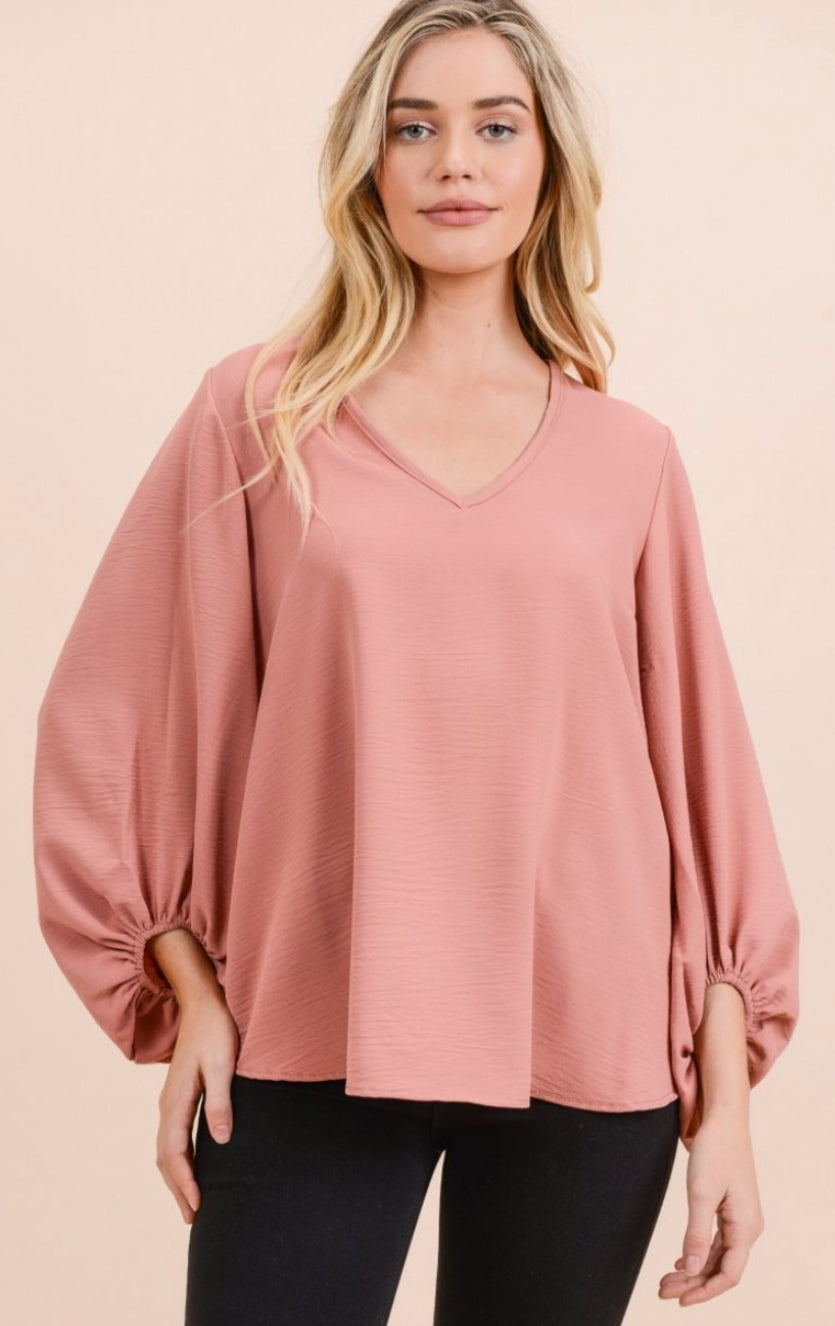 Bubble Sleeve Mauve Top