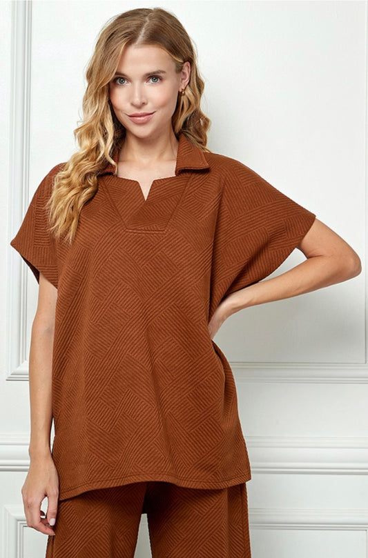 Textured Drop W/Collar Rust Top