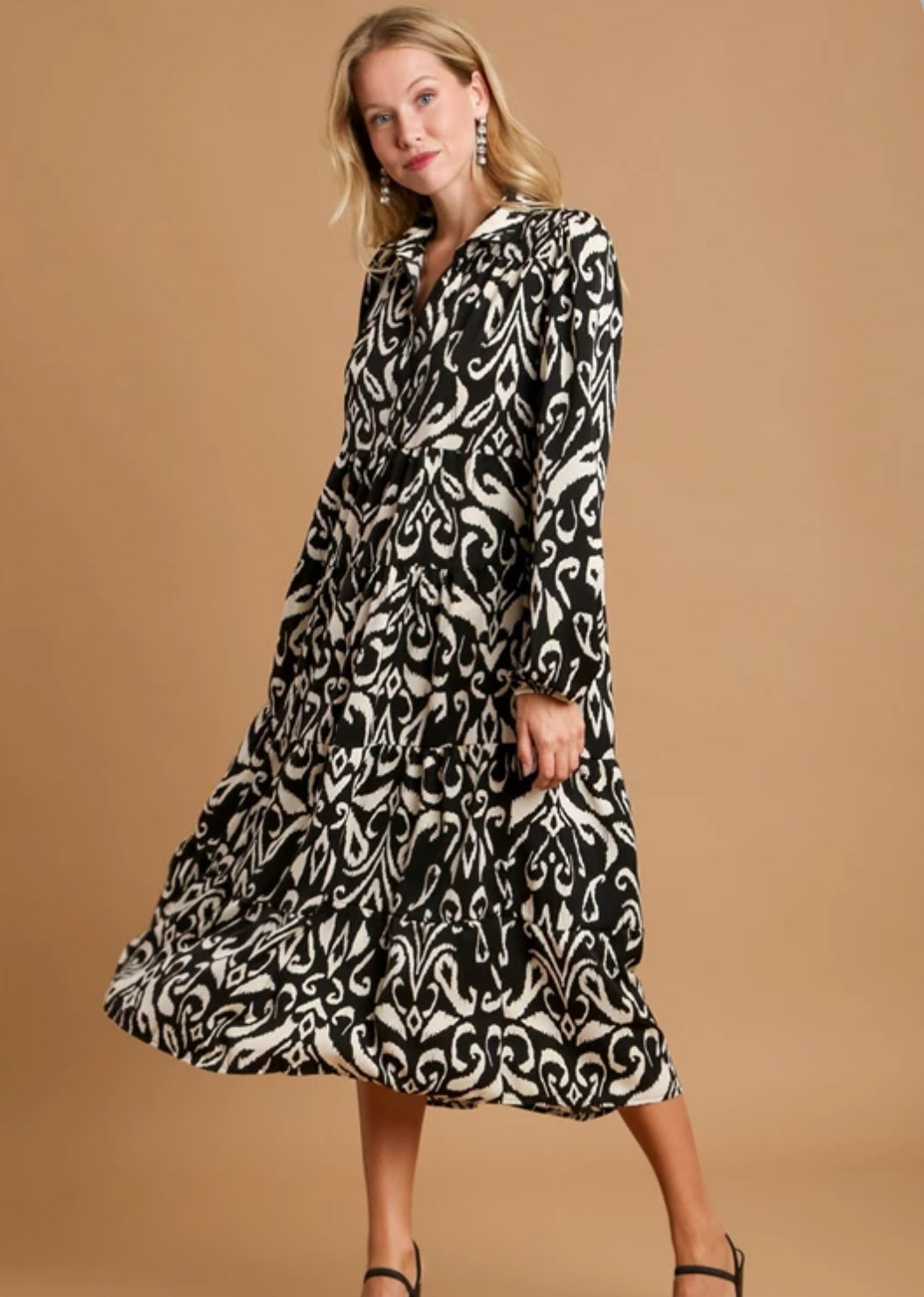 Maxi Printed Black Dress