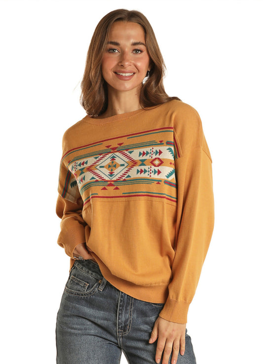 Aztec Serape Mustard Pullover