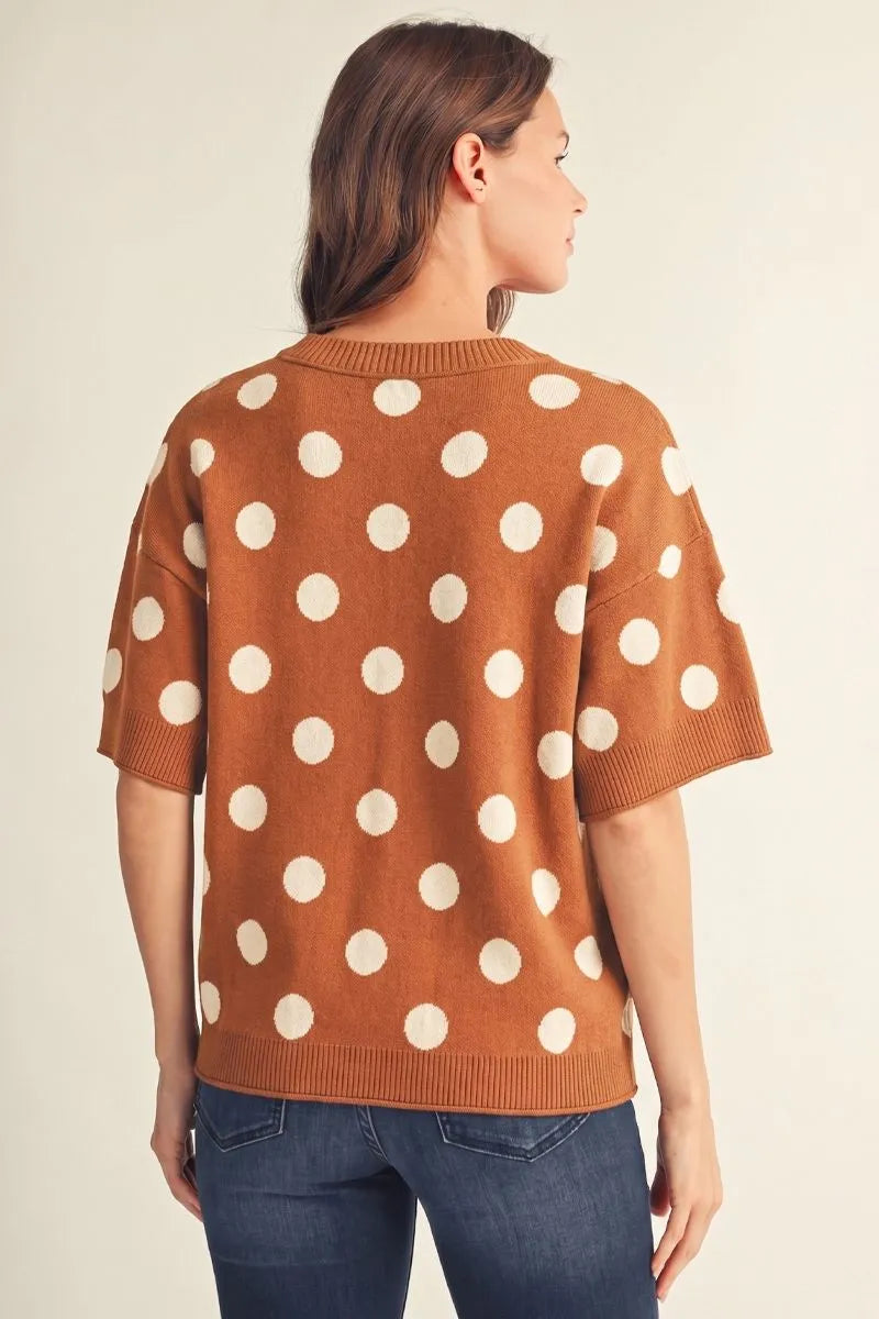 POLKA-DOT COMFY SWEATER TOFFEE