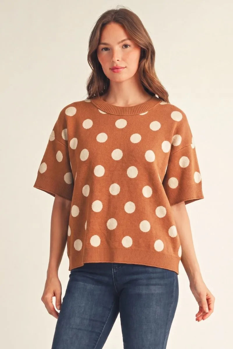 POLKA-DOT COMFY SWEATER TOFFEE