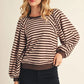 PUFF STRIPE TOP BROWN