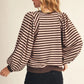 PUFF STRIPE TOP BROWN