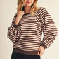 PUFF STRIPE TOP BROWN