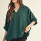 SCALLOP 3/4 TOP HUNTER GREEN