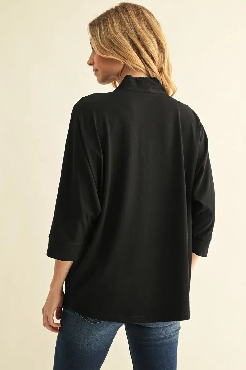 SHAWL NECK BLACK TOP