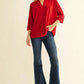 SHAWL NECK RED TOP