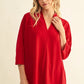 SHAWL NECK RED TOP