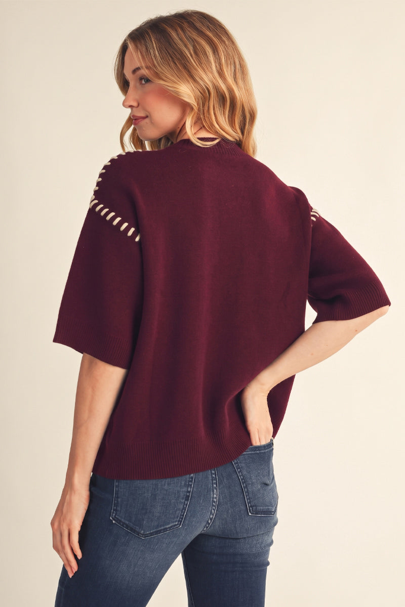 STITCH SEAM BURGUNDY TOP