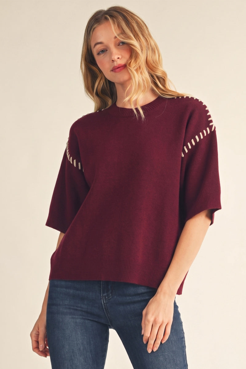 STITCH SEAM BURGUNDY TOP