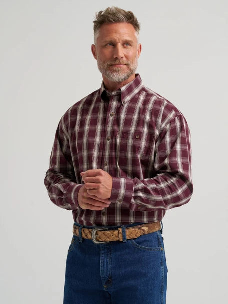 MENS GEORGE STRAIT BURGUNDY BUTTON DOWN