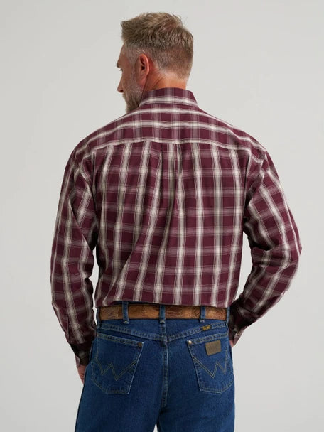 MENS GEORGE STRAIT BURGUNDY BUTTON DOWN