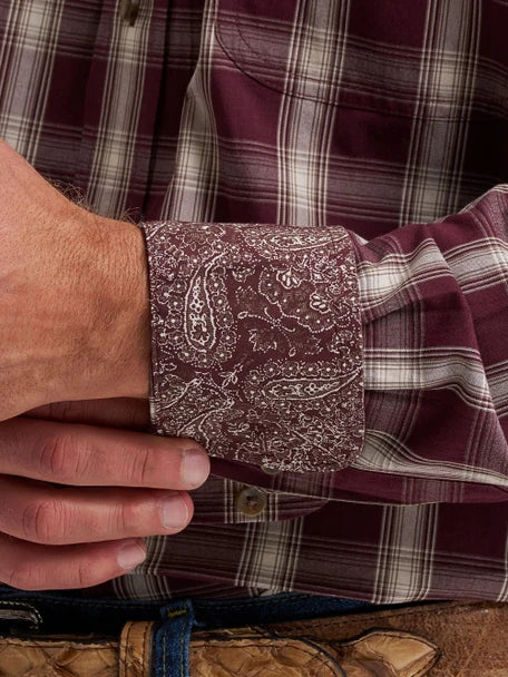 MENS GEORGE STRAIT BURGUNDY BUTTON DOWN