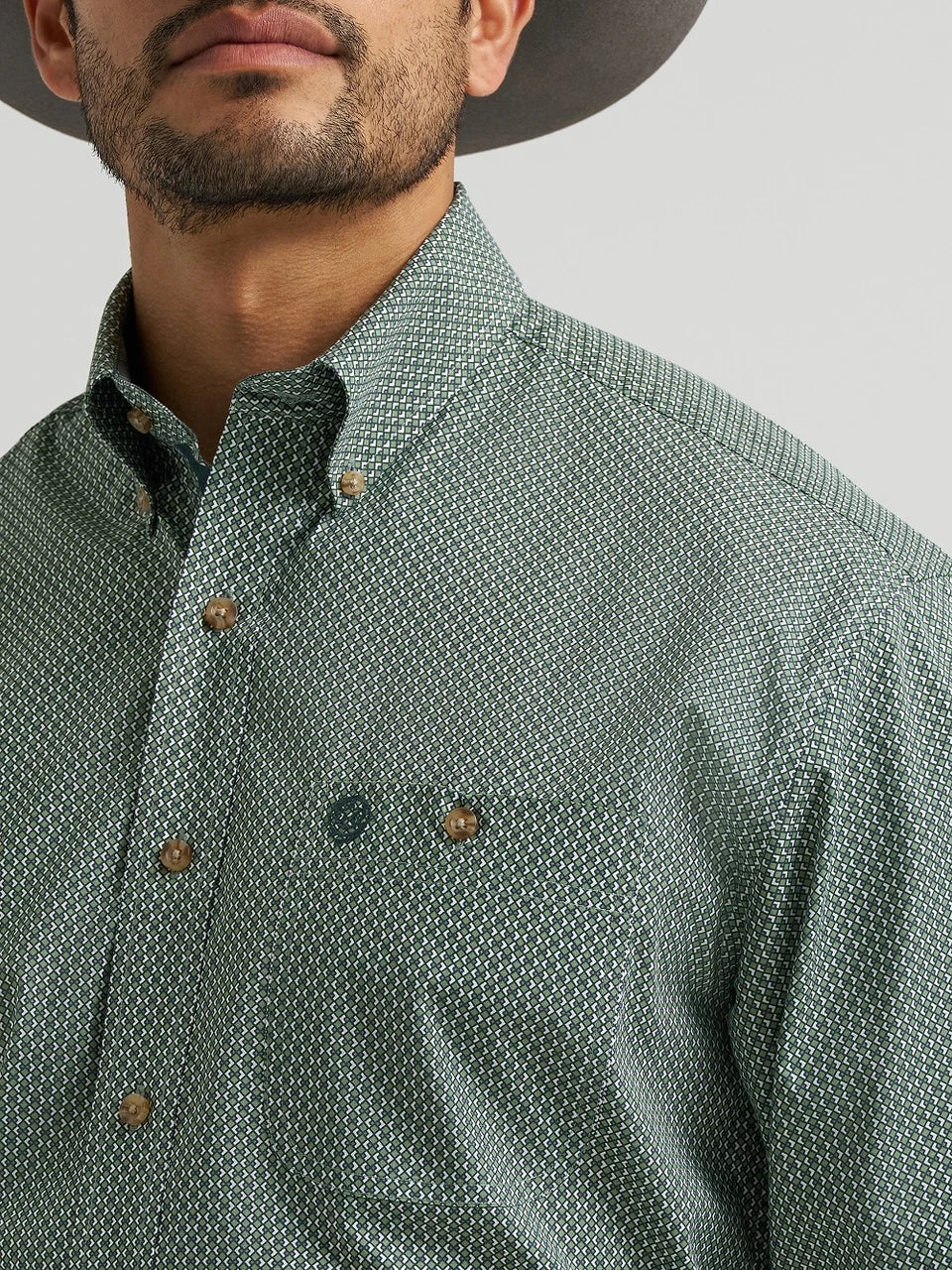 GEORGE STRAIT GREEN PRINT LONG SLEEVE