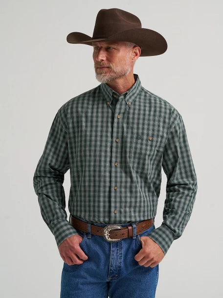GEORGE STRAIT GREEN PLAID LONG SLEEVE