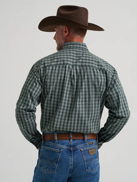 GEORGE STRAIT GREEN PLAID LONG SLEEVE