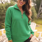 MILEY 1/4 ZIP GREEN PULLOVER