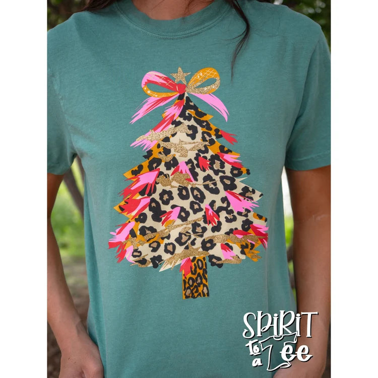LEOPARD SHINE CHRISTMAS TREE TEE