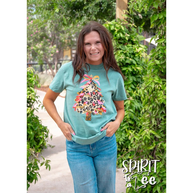 LEOPARD SHINE CHRISTMAS TREE TEE