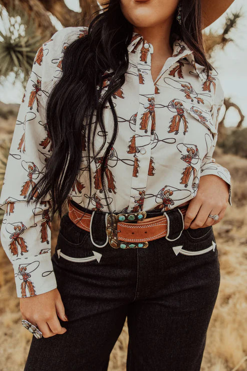 ROPING COWBOY CREAM  LS