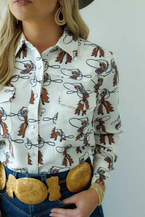 ROPING COWBOY CREAM  LS