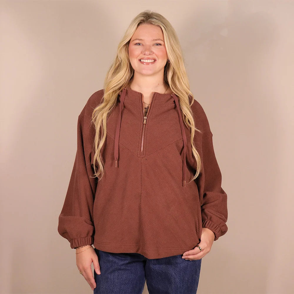 WOMENS COWGIRL CORDUROY 1/4 ZIP