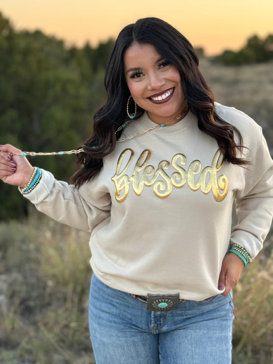 Blessed Gold Puff Sweater