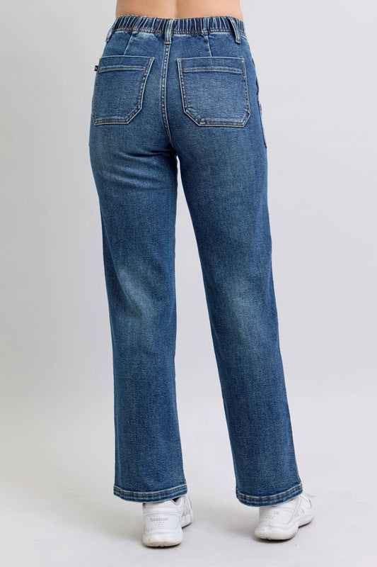 JUDY BLUE HW DRAWSTRING JEANS