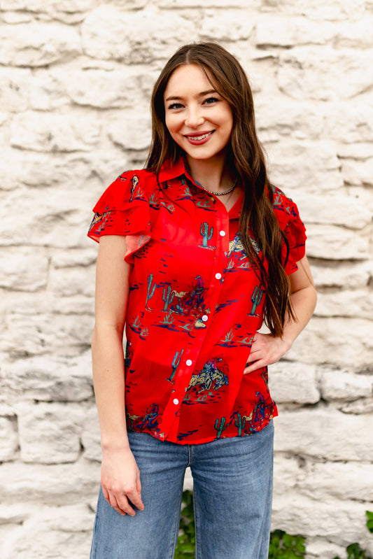 COWBOY FLUTTER RED TOP
