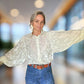 VELVET DROP SLEEVE BLOUSE