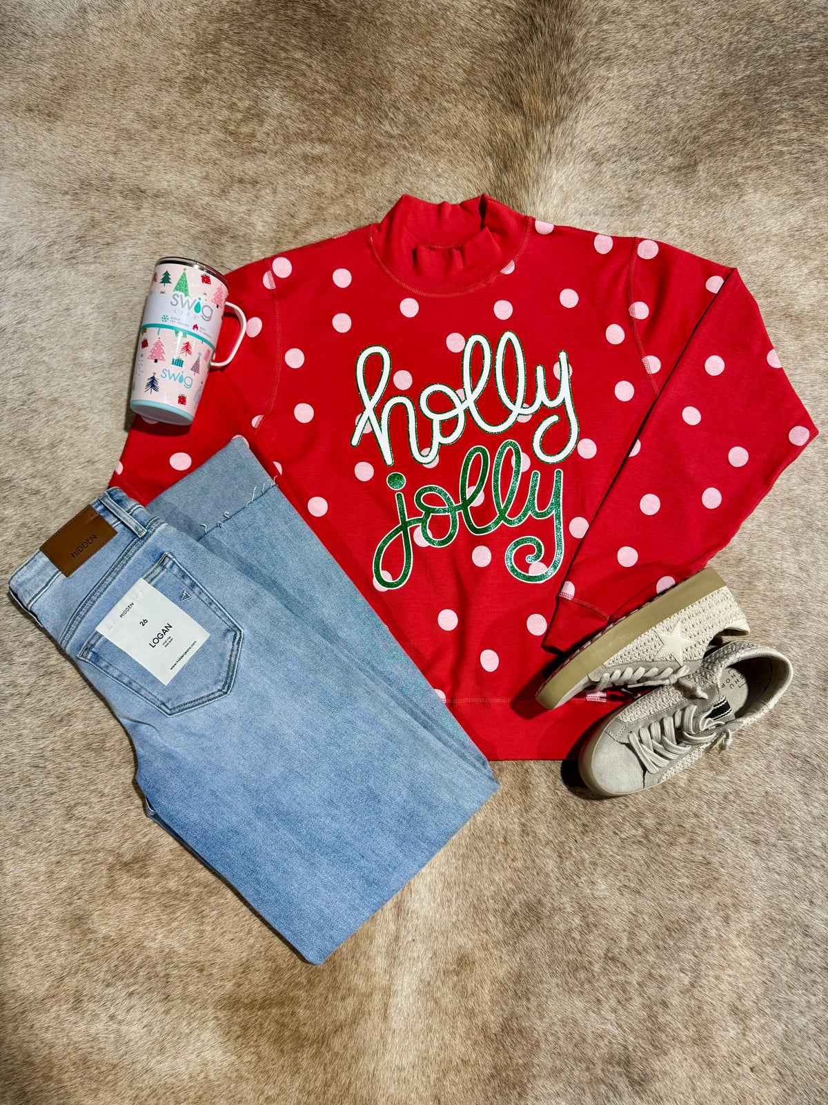 POLKA-DOT HOLLY-JOLLY RED SWEATER