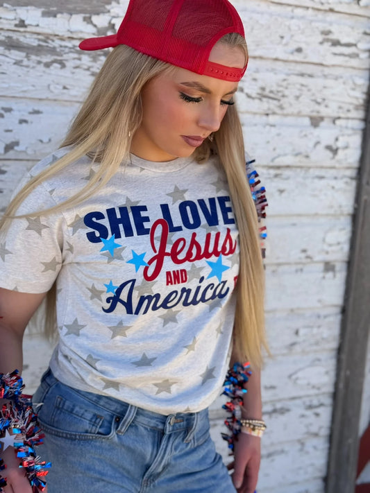 SHE LOVES JESUS/AMERICA TEE