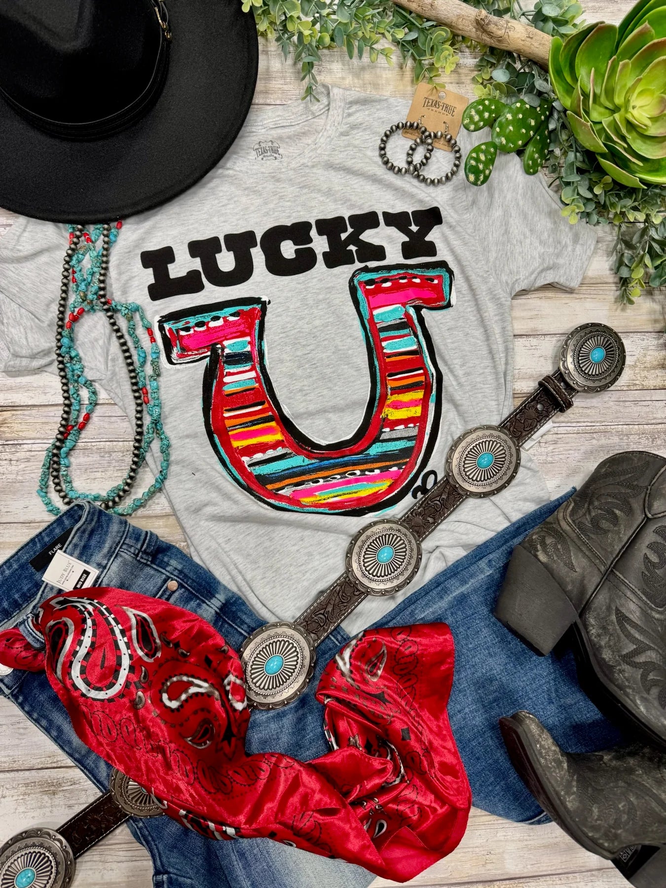 LUCKY LUCKY PLAID TEE