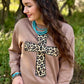 LEOPARD CROSS LATTE SWEATER