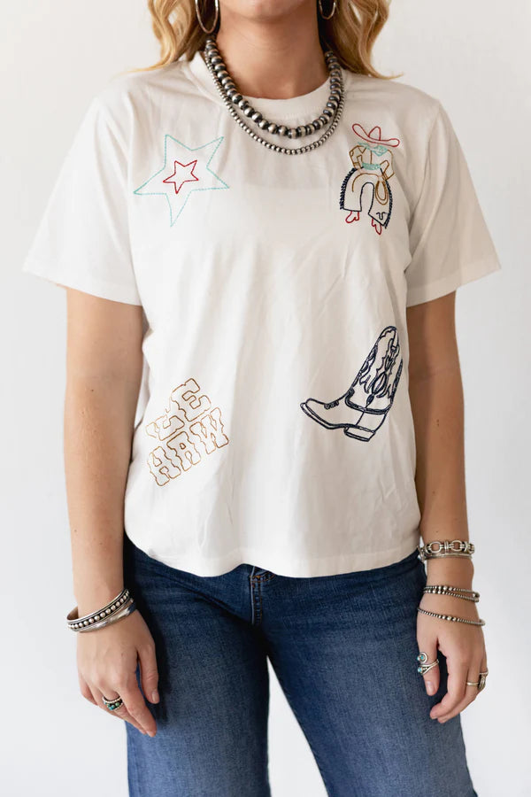 YEEHAW STAR EMB TEE