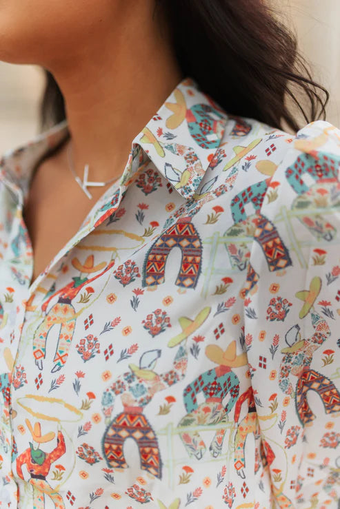 ROPING COWBOY IVORY LS TOP