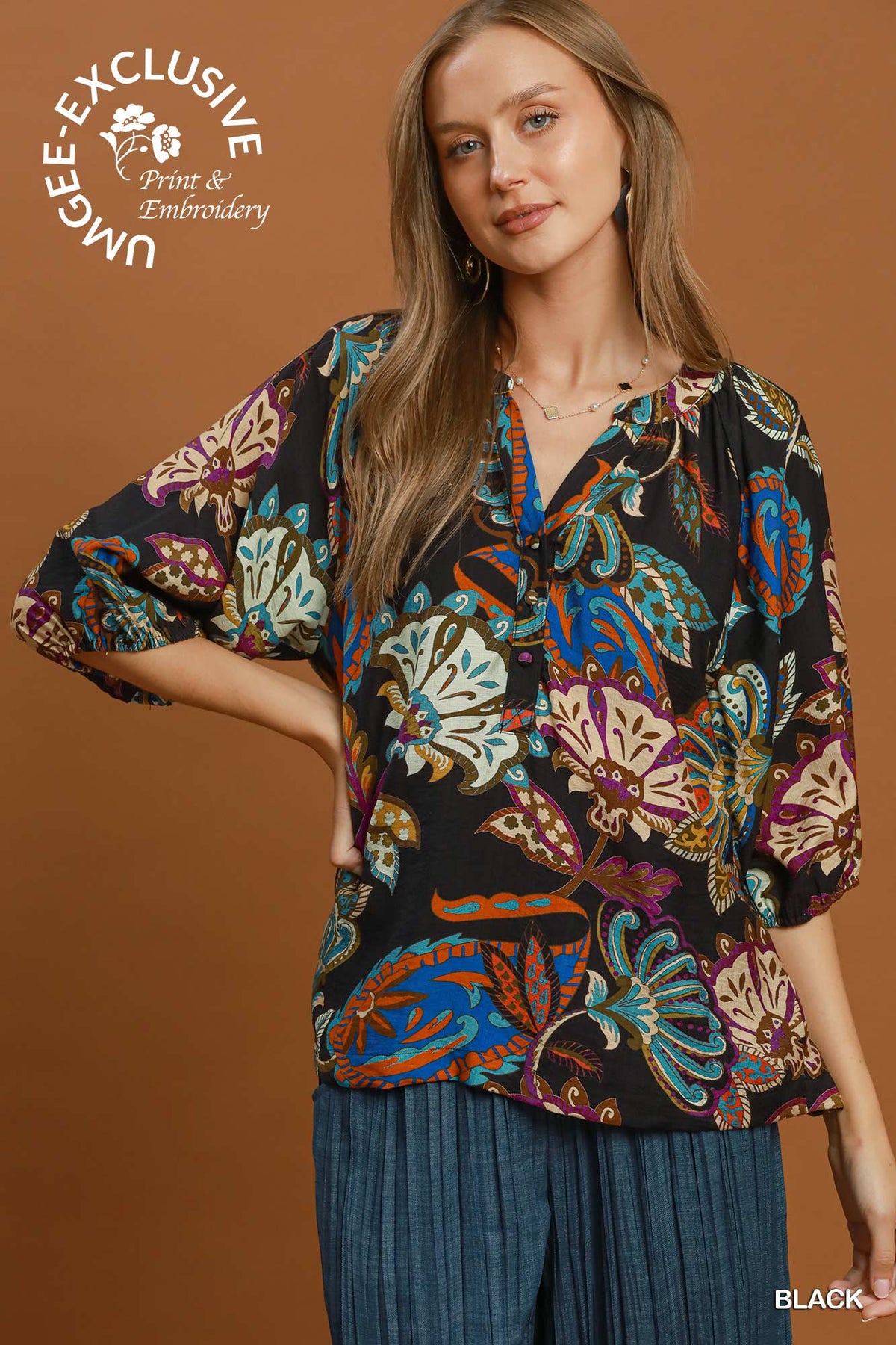 BOHO PAISLEY BLACK TOP