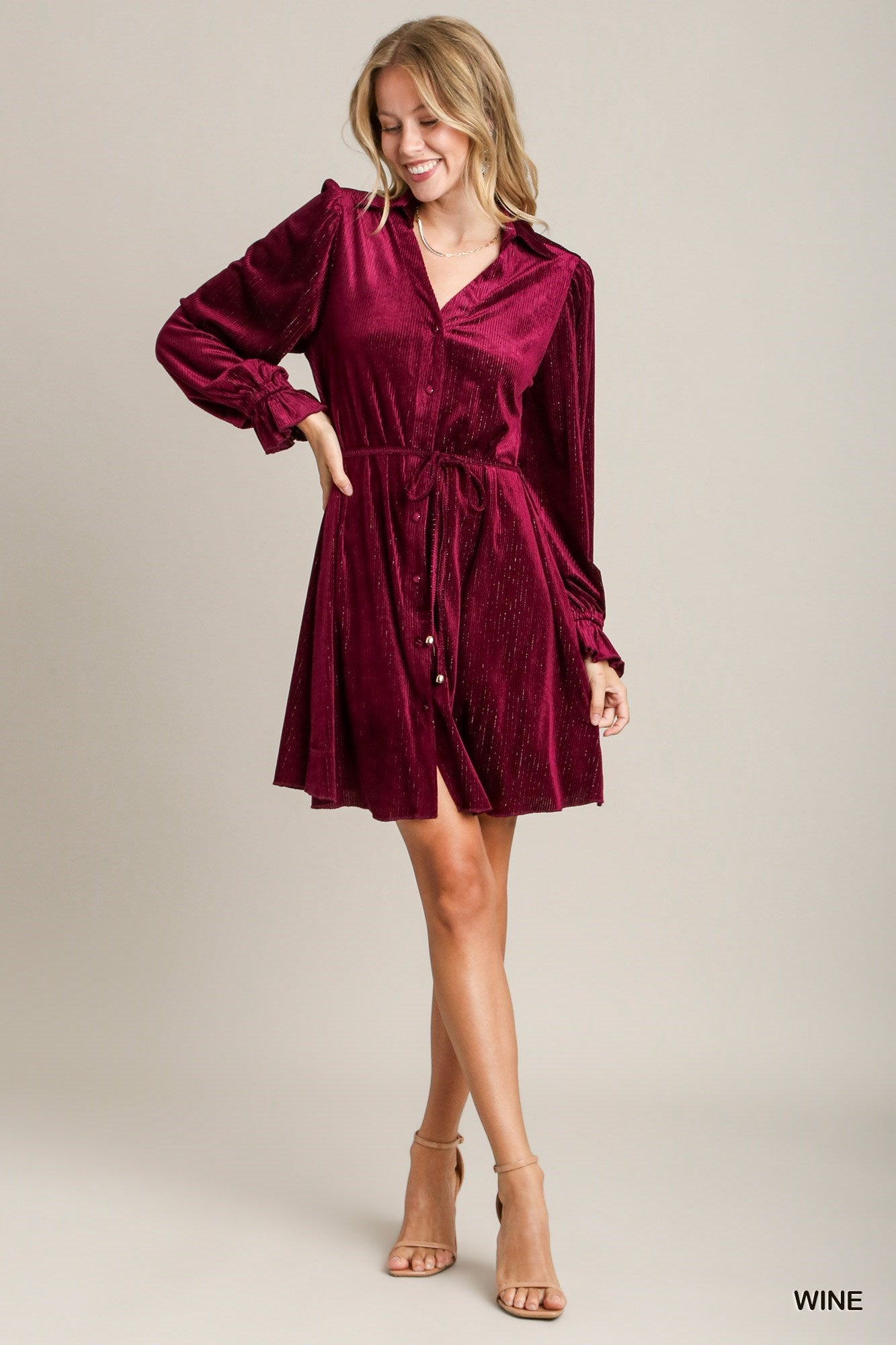 VELVET SHIMMER LS DRESS