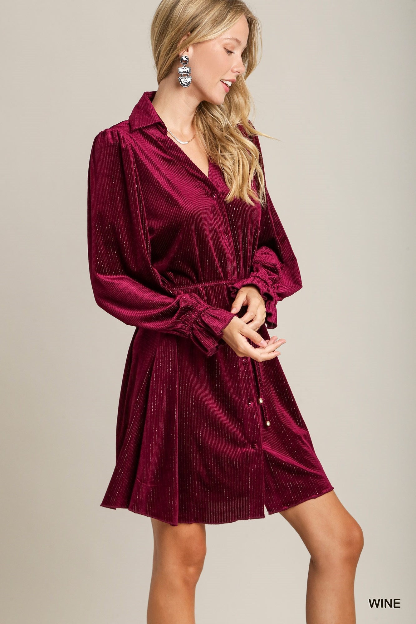 VELVET SHIMMER LS DRESS