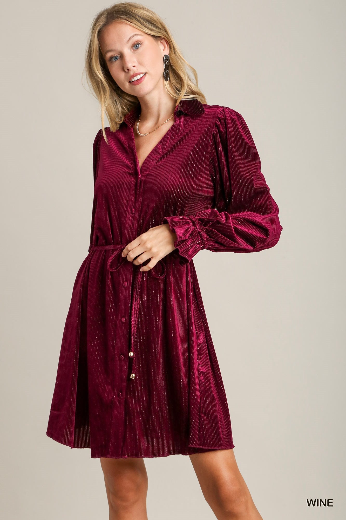 VELVET SHIMMER LS DRESS